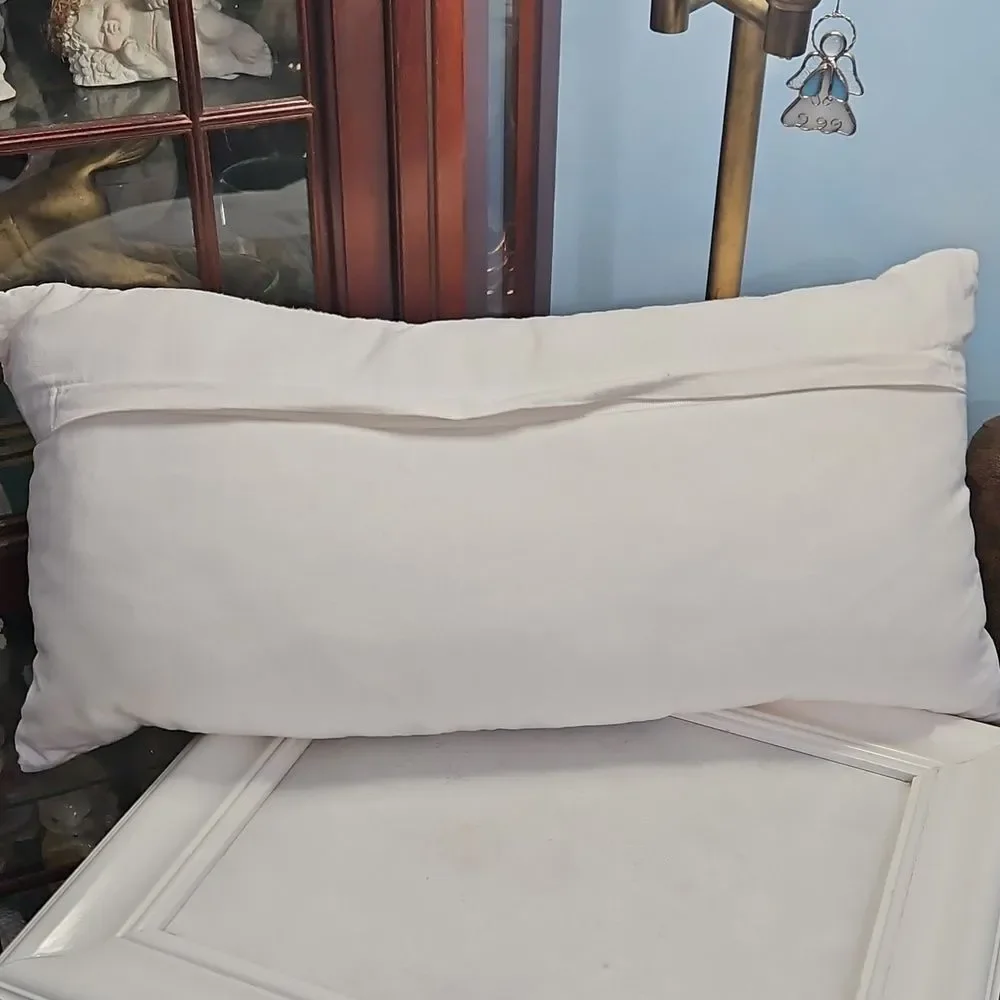Coastal Elegant Cream and White Textured Lumbar Pillow